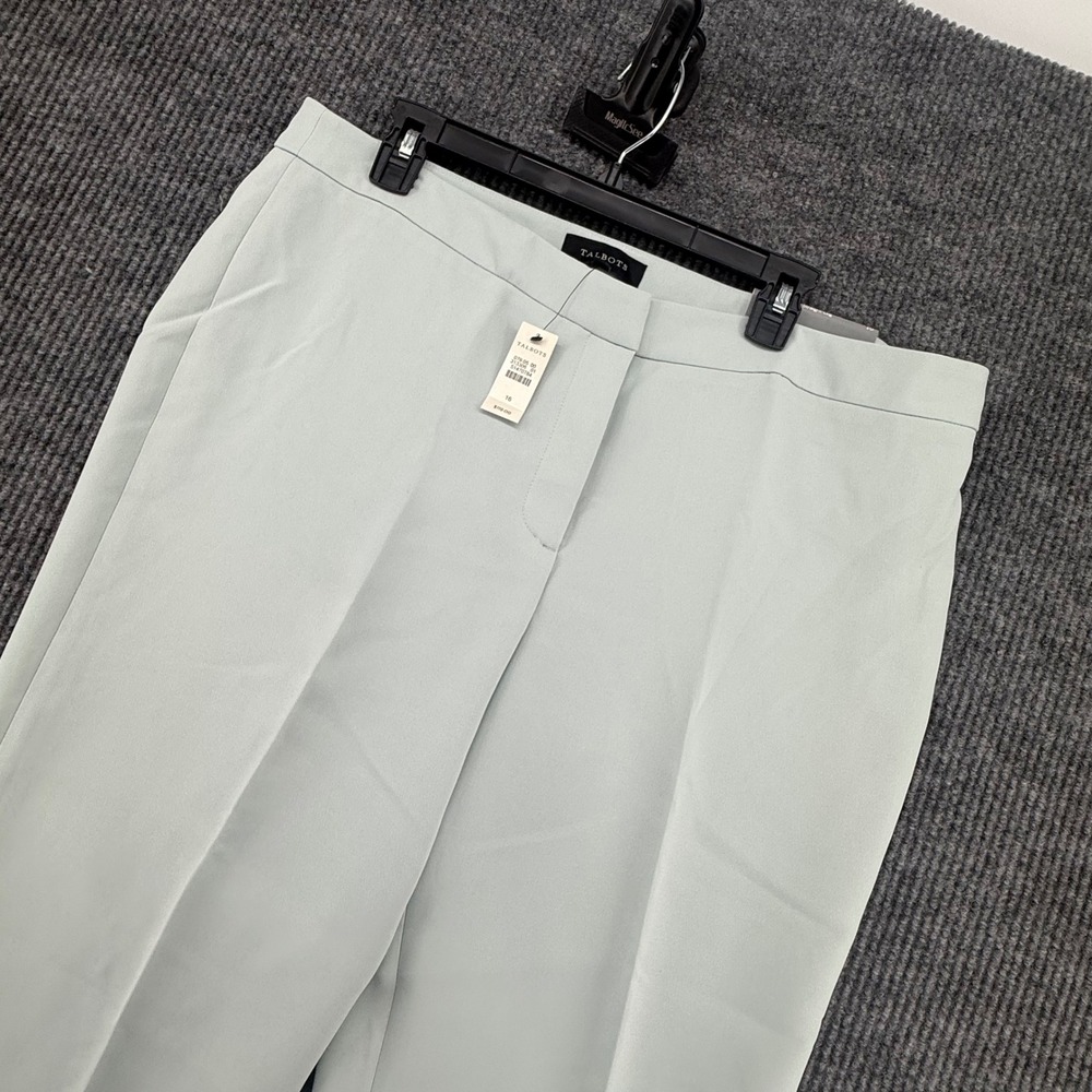 Talbots Straight Leg Pants Women Size 16 Sage Green NEW Crepe Trousers
